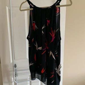 Tahari sleeveless top large navy